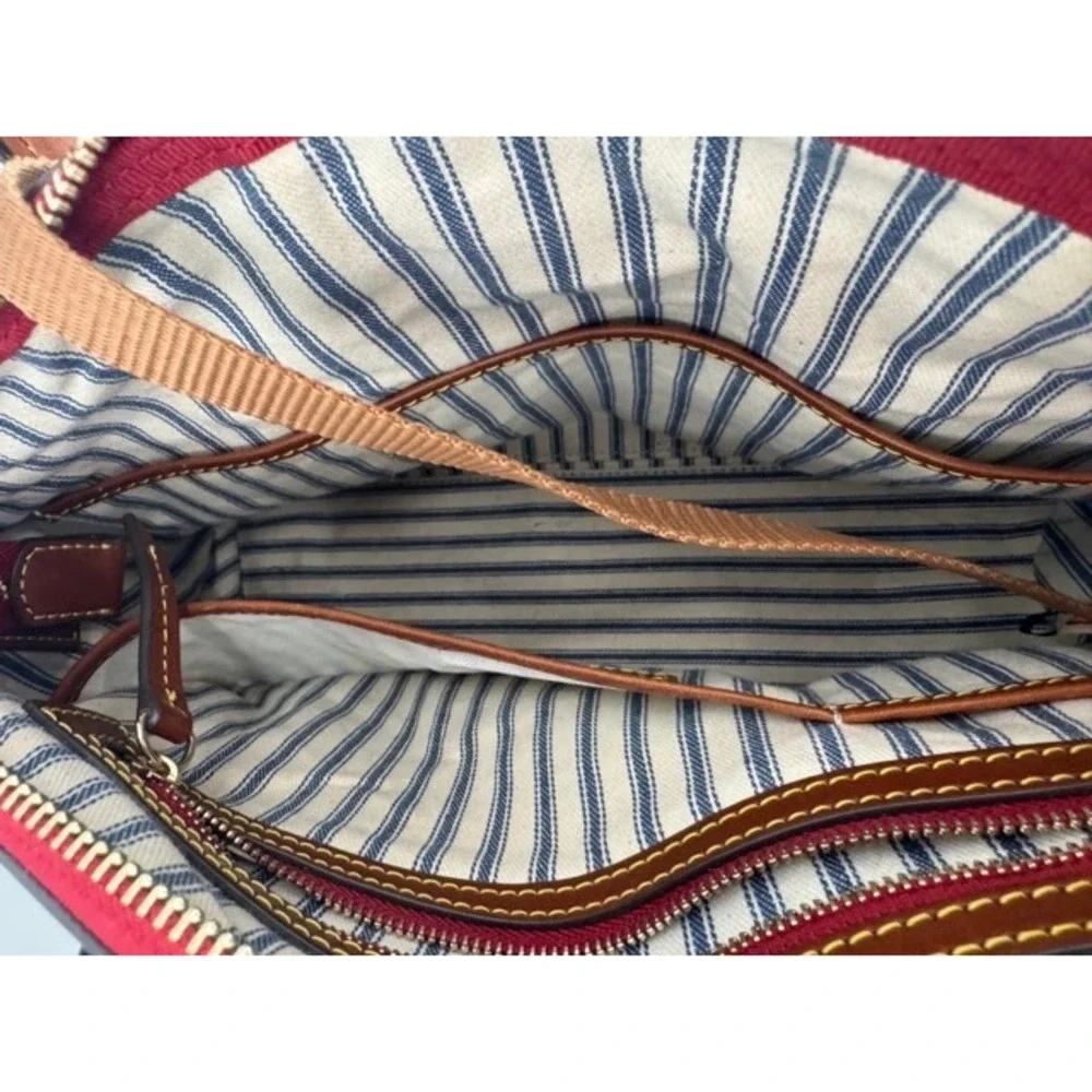 Dooney Bourke Navy Blue Wayfarer Domed Nylon Leather Trim Satchel Crossbody Bag